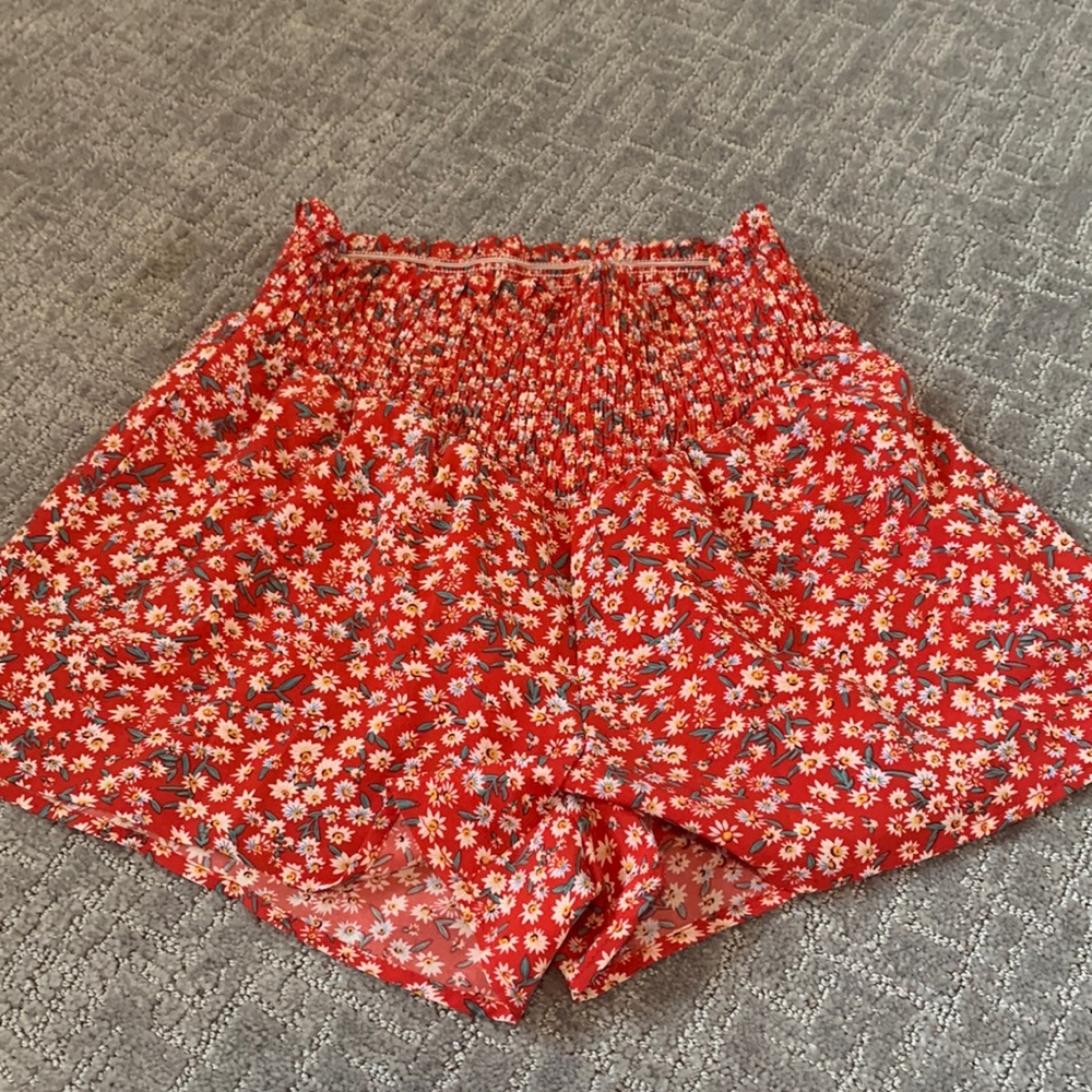 Red floral skirt
